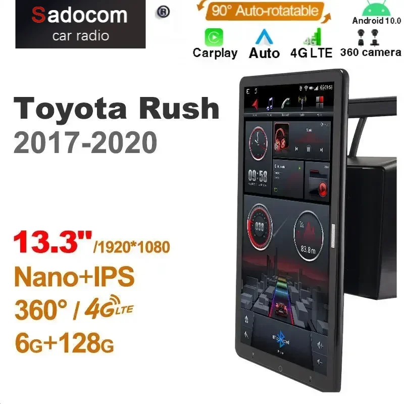 1920*1080 Nano Ownice Android10.0 for Toyota Rush 2017-2020 Car Radio Video Audio 13.3'' IPS Rotatable 360 6G 128G Tesla Style