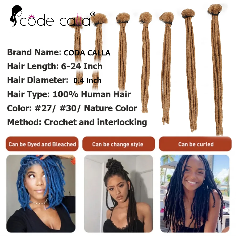 Strands Dreadlock Extensions for Men/Women Afro Kinky Straight 100% Human Hair Handmade Loc Extensions Hair Braids Crochet Hair