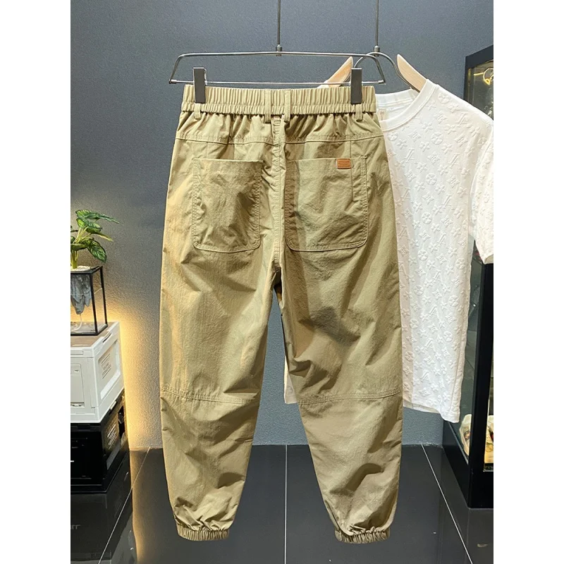Khaki Casual Pants Men's 2024 Summer New High-End Trendy Loose Tappered Tooling Sports Thin Long Pants