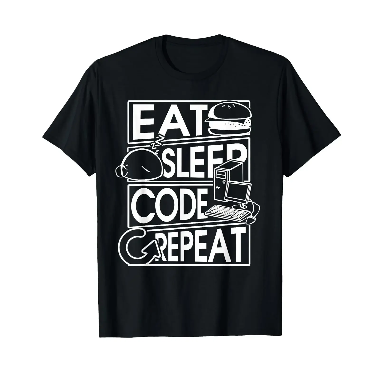Eat Sleep Code Repeat Coding T Shirt vintage Washed Soft Comfortable Casual Stretched Unisex Breathable streetwear homme