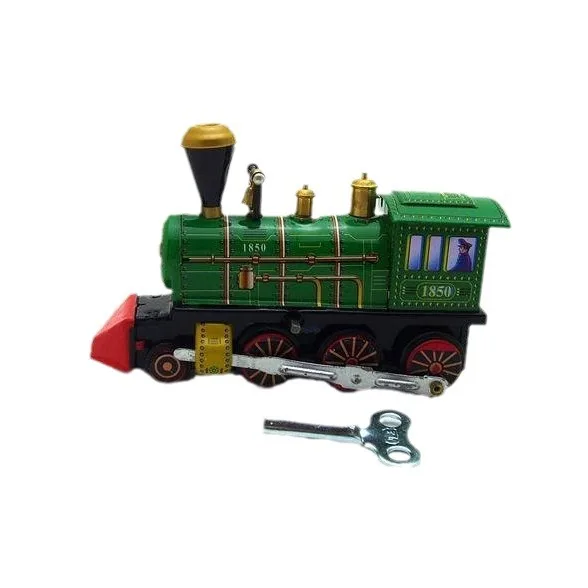 MS432 Lokomotywa z silnikiem parowym Kreatywny motyw zegarowy Ozdoba fotograficzna Droga, rękodzieło blaszane