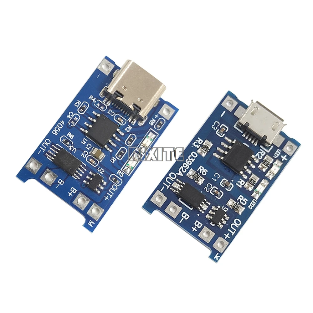 1-10PCS Type-c 마이크로 USB 5V 1A 18650 TP4056 보호 기능이 있는 리튬 배터리 충전기 모듈 충전 보드 이중 기능 1A