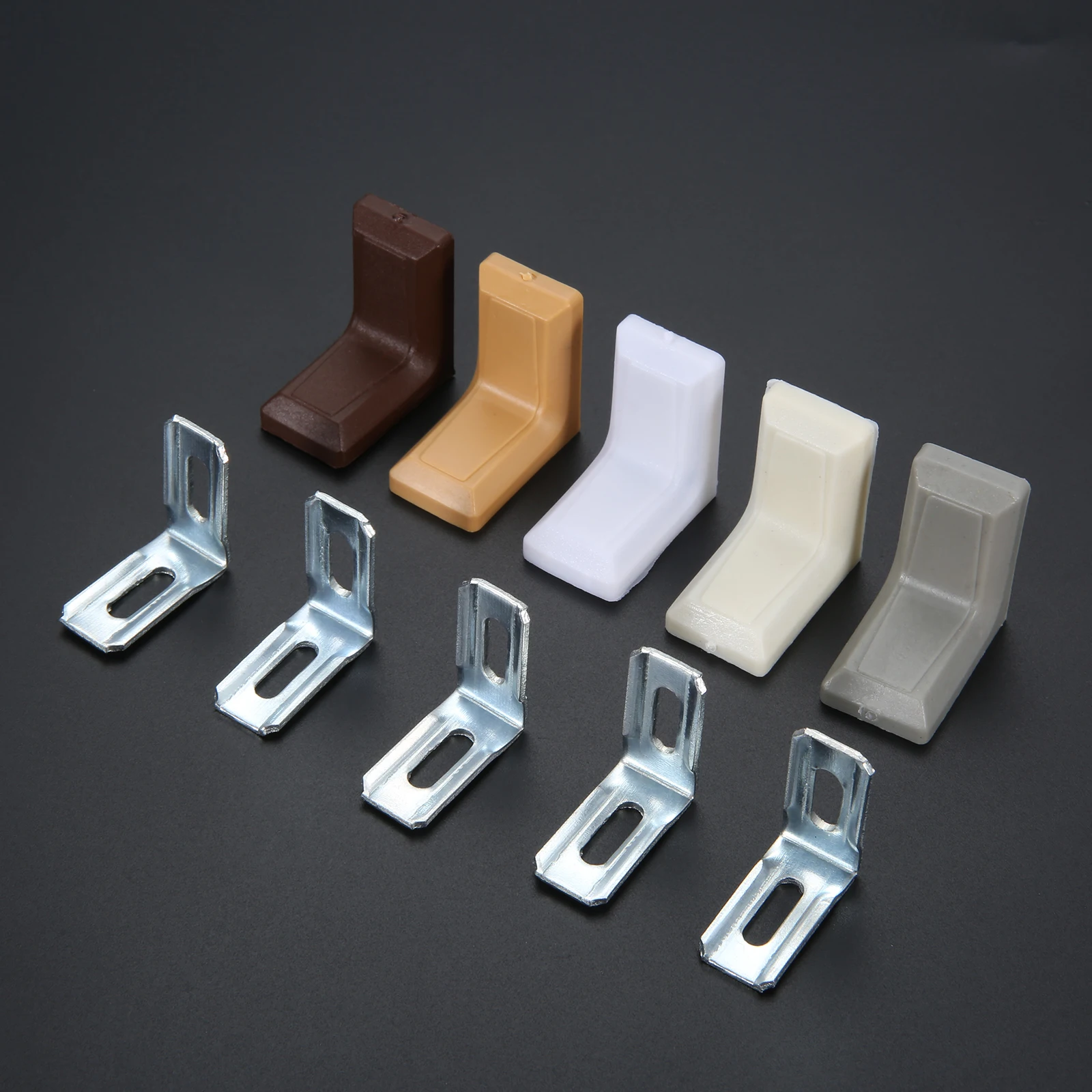 

20Pcs Mini Corner Bracket 90 Degree Angle L-shaped Repair Fastener with Dust Cover Cabinet Connector Furniture Fitting