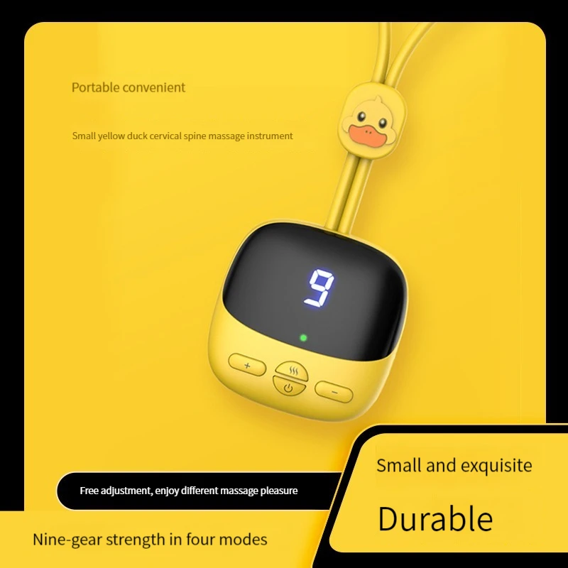 Little Yellow Duck Pendant Cervical Neck Massage Instrument Hot Apply Rope Hanging Neck Mini Electric Pulse Double Head