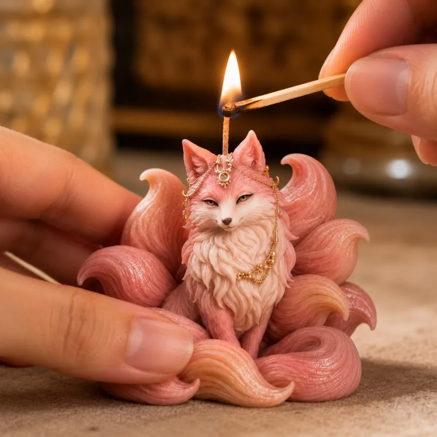 3D Nine-Tailed Fox Silicone Mold, Ornate Fox Gypsum Candle Mold, Valentine Favors, Romantic Decor for Bedroom Vanity Home