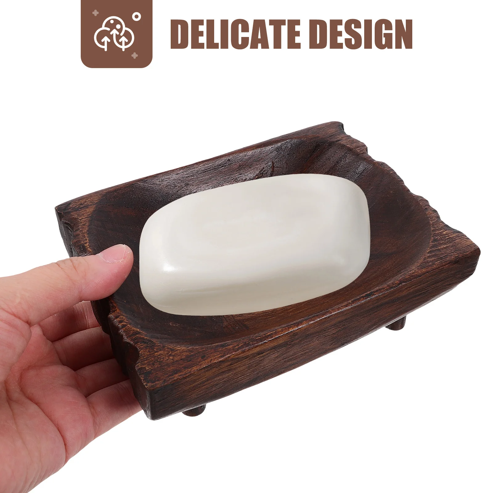 

Wooden Soap Box Tray Creative Stand Bathroom Holder for Home Hotel Brown Simple Design Space Saving Wooden Soap Case
