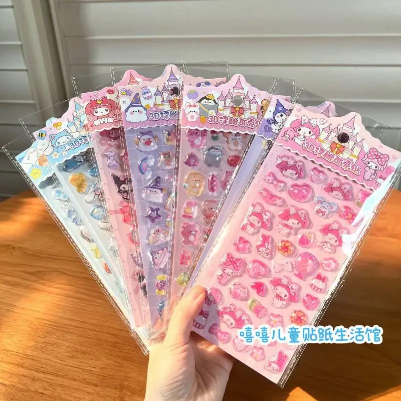 

Kawaii Sanrio Kuromi Cinnamoroll Stickers Cartoon My Melody 3D Relief Stickers Children's Decorative Gifts Creative Peripherals