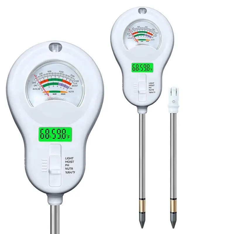 【RECOMMEND】درجة الحرارة/رطوبة PH/رطوبة ضوء الشمس/الخصوبة 6In1 متعددة الوظائف جهاز اختبار رطوبة التربة مقياس اختبار التربة #6