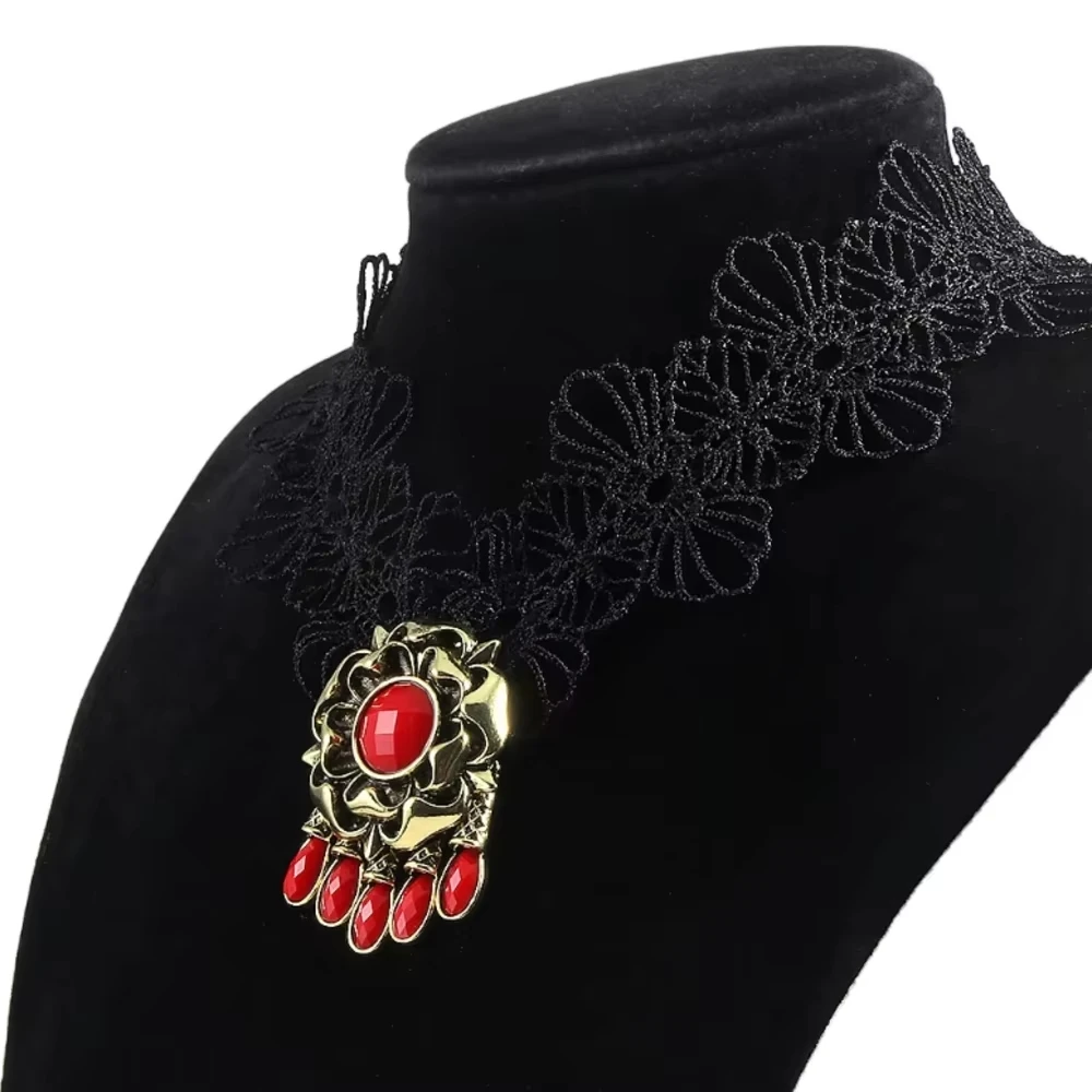 Village Bela Lady Dimitrescu Cosplay Halsketten Kostüm-Requisiten Spiel Resident Spitzenblumenkragen Broschen Halloween Geschenke für Frauen – Detail 6