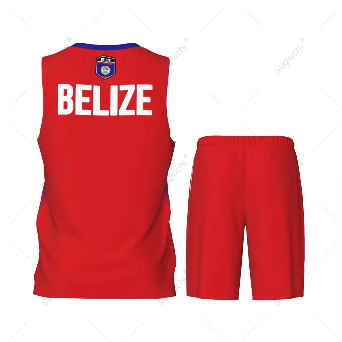 Conjunto de camisa de basquete com bandeira belize masculina, camisa e calças de malha, sem mangas, exclusivo, nome personalizado, nunber, unissex