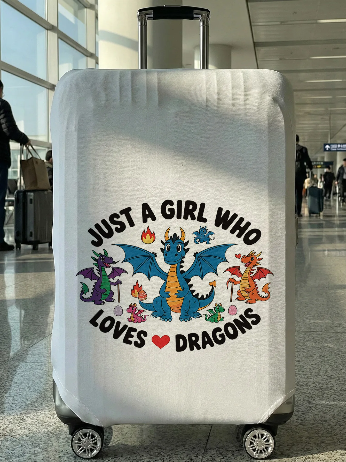 

Cartoon dinosaur print luggage protection case, suitable for 18-32 inch luggage cases, luggage handle gloves, travel accessories