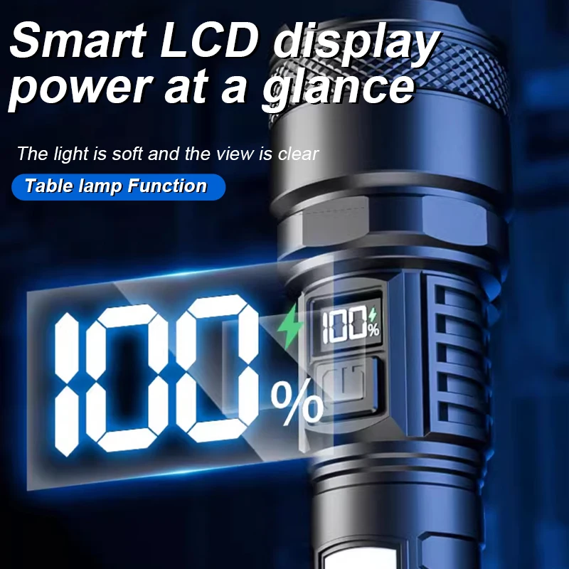 New Super Bright Light Charging Outdoor Campers Portable Multi-Functional Digital Display Strong Light Long-Range Flashlight