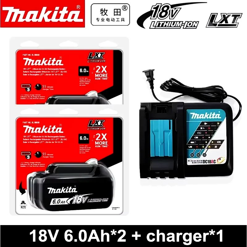 100% original Makita 18V battery 6.0Ah 5.0AH rechargeable battery, Makita BL1850 BL1850B BL1860B power tool battery, 18V charger