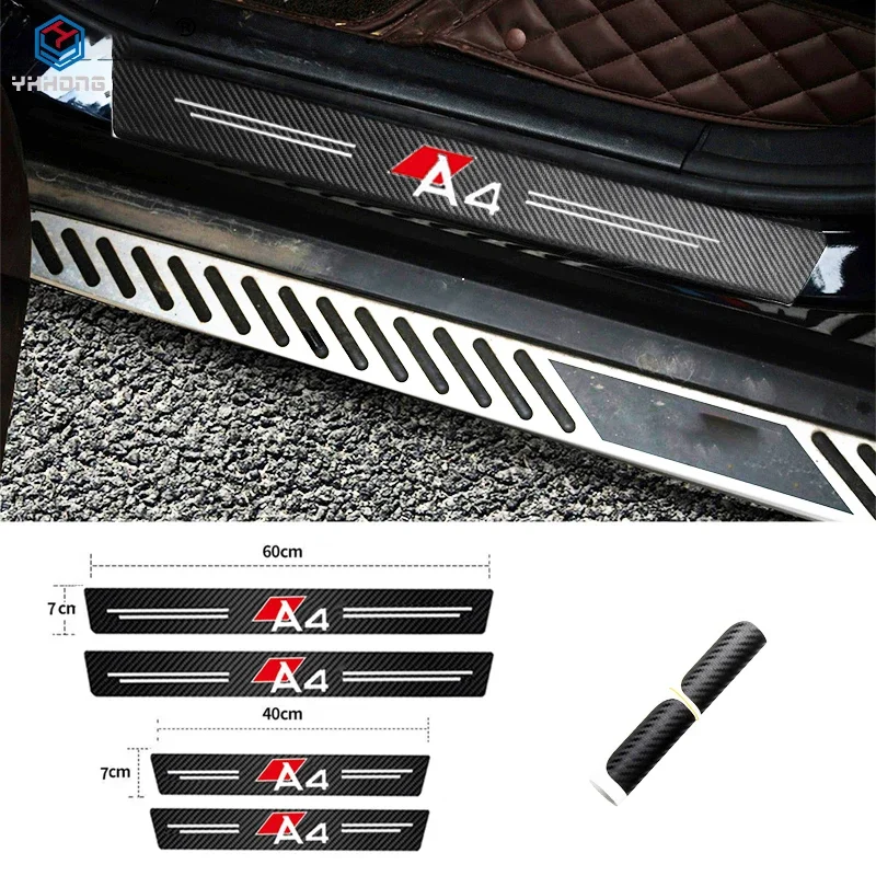 Car Trunk Door Threshold Decals for Audi A4 Carbon Fiber Rear Sill Anti Scratch Stickers Protective Film Strip Decoration