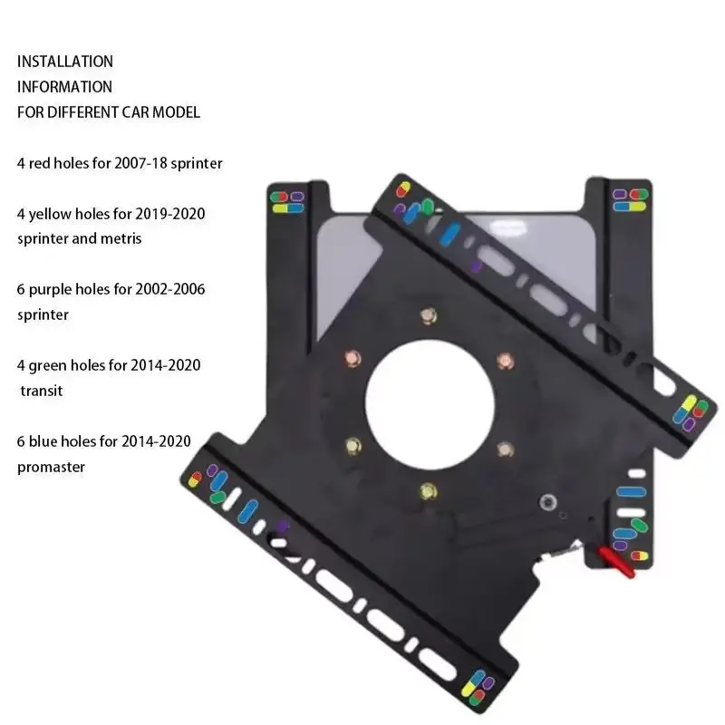 قاعدة دوارة لمقعد المنزل المتنقل العالمي T5 T6 قاعدة دوارة لمقعد لوح فولاذي عالي التحمل لحافلة تخييم RV، قابلة للدوران 360 درجة