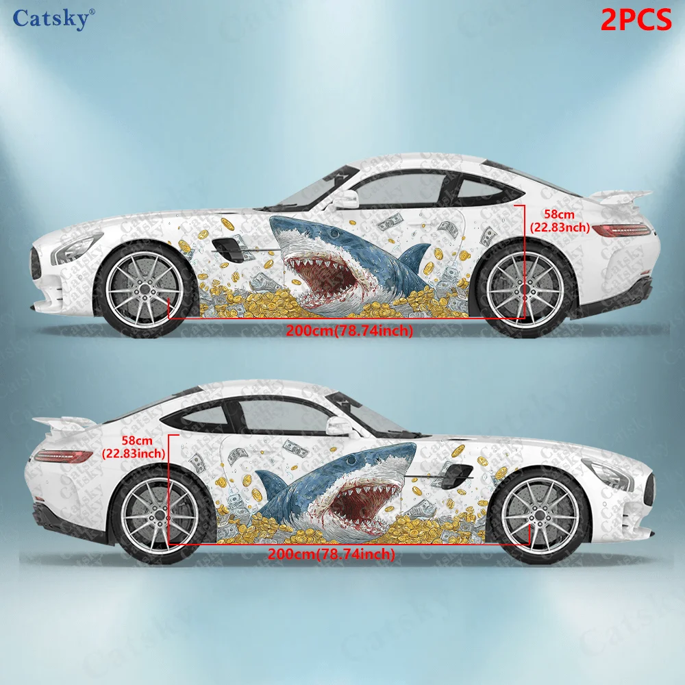 2pcs Gold Coin Great White Shark Decal, Durable, Fade-Resistant, Easy to Install and Remove - Enhance the Aesthetic of Your with