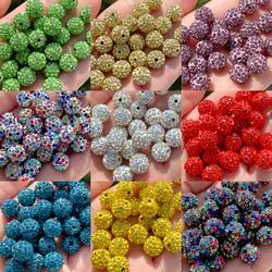 10pcs 6/8/10mm Czech Crystal Rhinestones Pave Disco Ball Clay Beads Round Spacer Beads Charms for DIY Jewelry Making Bracelet