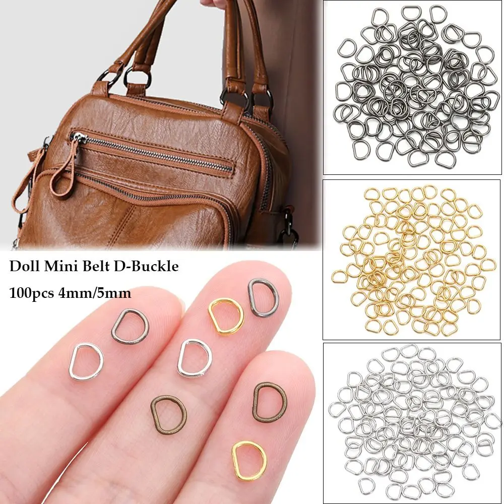 100pcs Newest 4mm/5mm Mini Ultra-small D-Buckle Doll Bags Belt Buckles for BJD Doll DIY Buttons Shoes Clothes Accessories