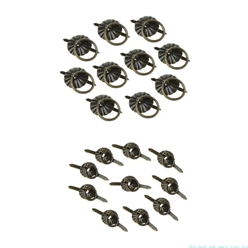 

10pcs Green Bronze Color Ring Pin Handle Drawer Cabinet Desk Pull Knob Furniture