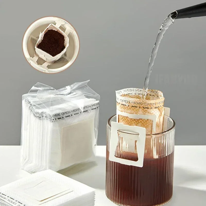 50-500PCS Fast Flow Coffee Filter Paper Bags Disposable Hanging Ear Handle Espresso Tea Brewing Accessories