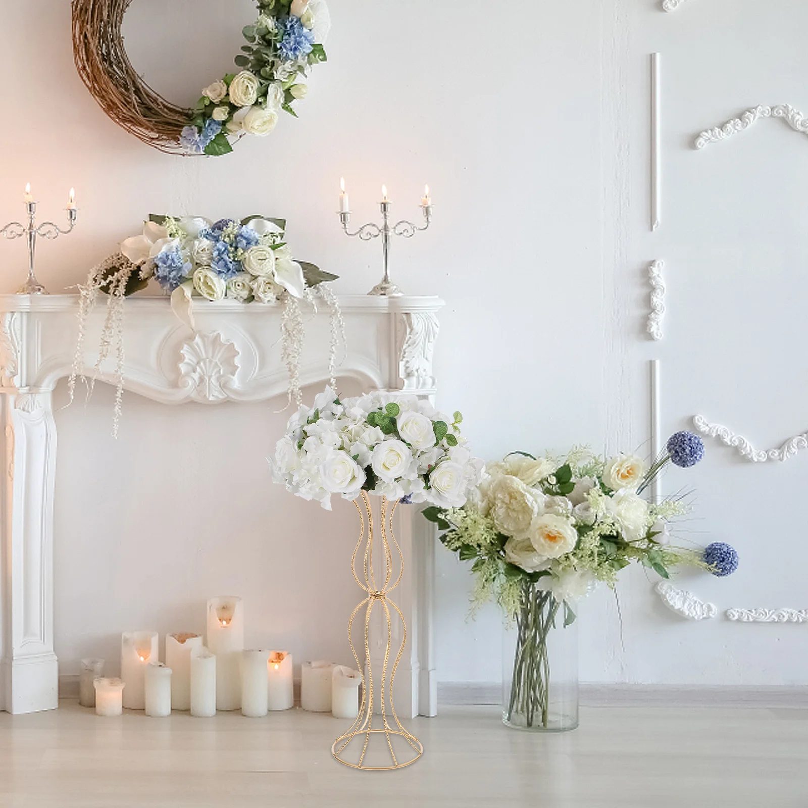 

Metal Flower Vase Hollow Wedding Centerpiece Home Decorative Flower Pot Elegant Tabletop Ornament Wedding Road Lead Iron Vase