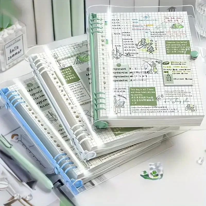 1pc 240 Pages Diary A5 Transparent Soft Cover Loose Leaf Checkered Book School Notebooks Notebook Notepad Writing Pads Office