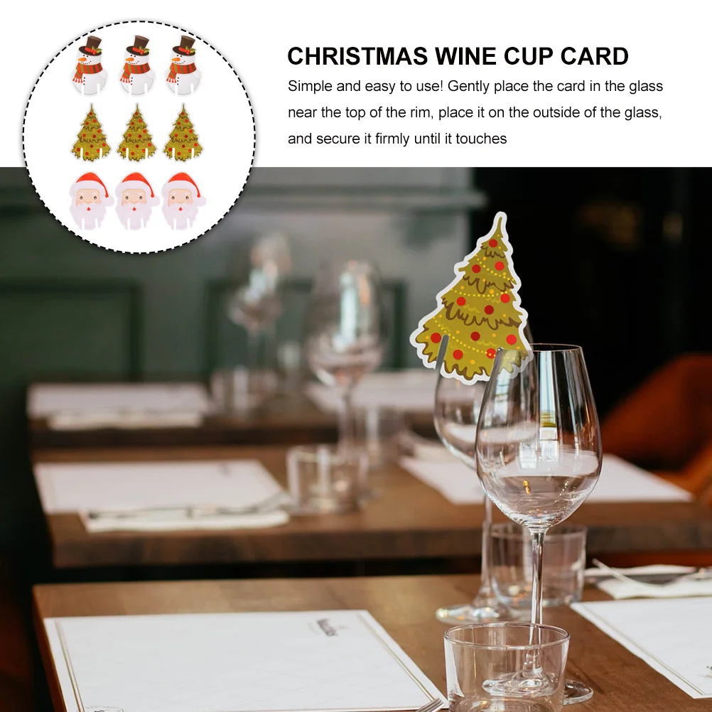

60Pcs Christmas Paper Wine Sign Card for All Types of Glasses Easy to Use Holiday Party Decoration Wine Cup Card