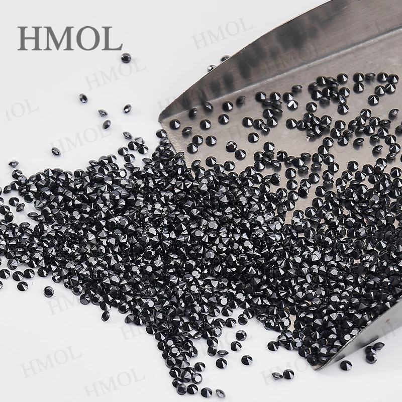 

Full Size Lab Grown Moissanite Stone Round Brilliant Black D Color White Synthetic Diamond Beads for Rings Pendants Making DIY