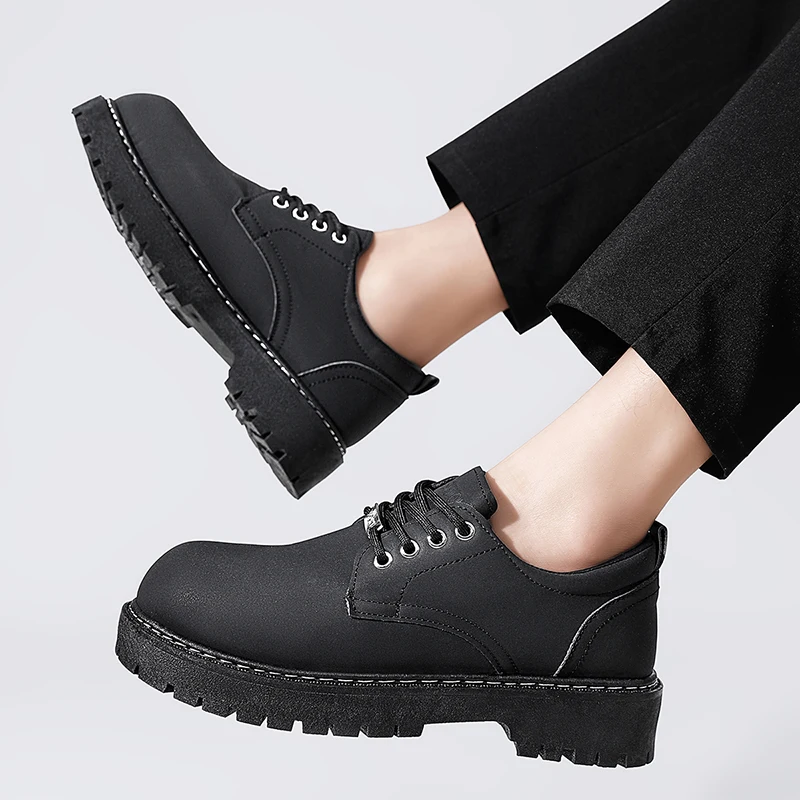 

Мужские деловые туфли для весны и осени, черные, повседневные, простые, удобные, нескользящие, износостойкие, с круглым носком