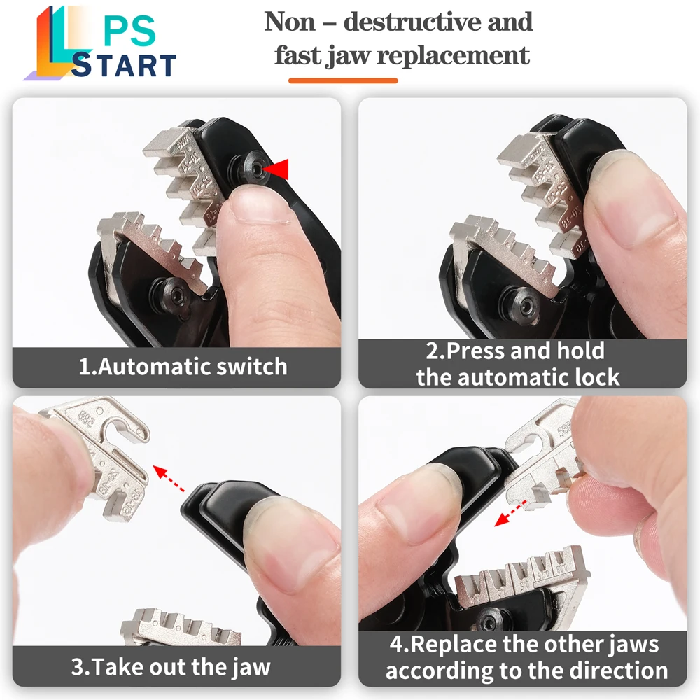 SN58B-QC 퀵 체인지 버튼 시스템 크림핑 플라이어 키트 휴대용 핸드 크림퍼 도구 세트 5세트의 죠 포함 03H/02C/-6/2546B/06WF