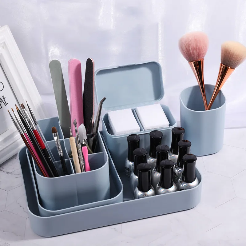 5PCS/Set Japanese Style Manicure Tools Storage Box Nail Polish Nail Files Nail Brush Holder Cotton Pad Storage Box Accessories