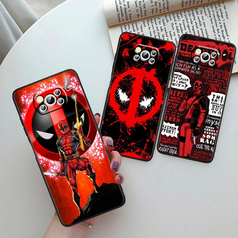 Cool Deadpool Hero Phone Case For Xiaomi Mi Poco X5 X4 X3 M5 M5S M4 M3 F5 F4 F3 F2 C40 Pro GT NFC 5G Black Cover