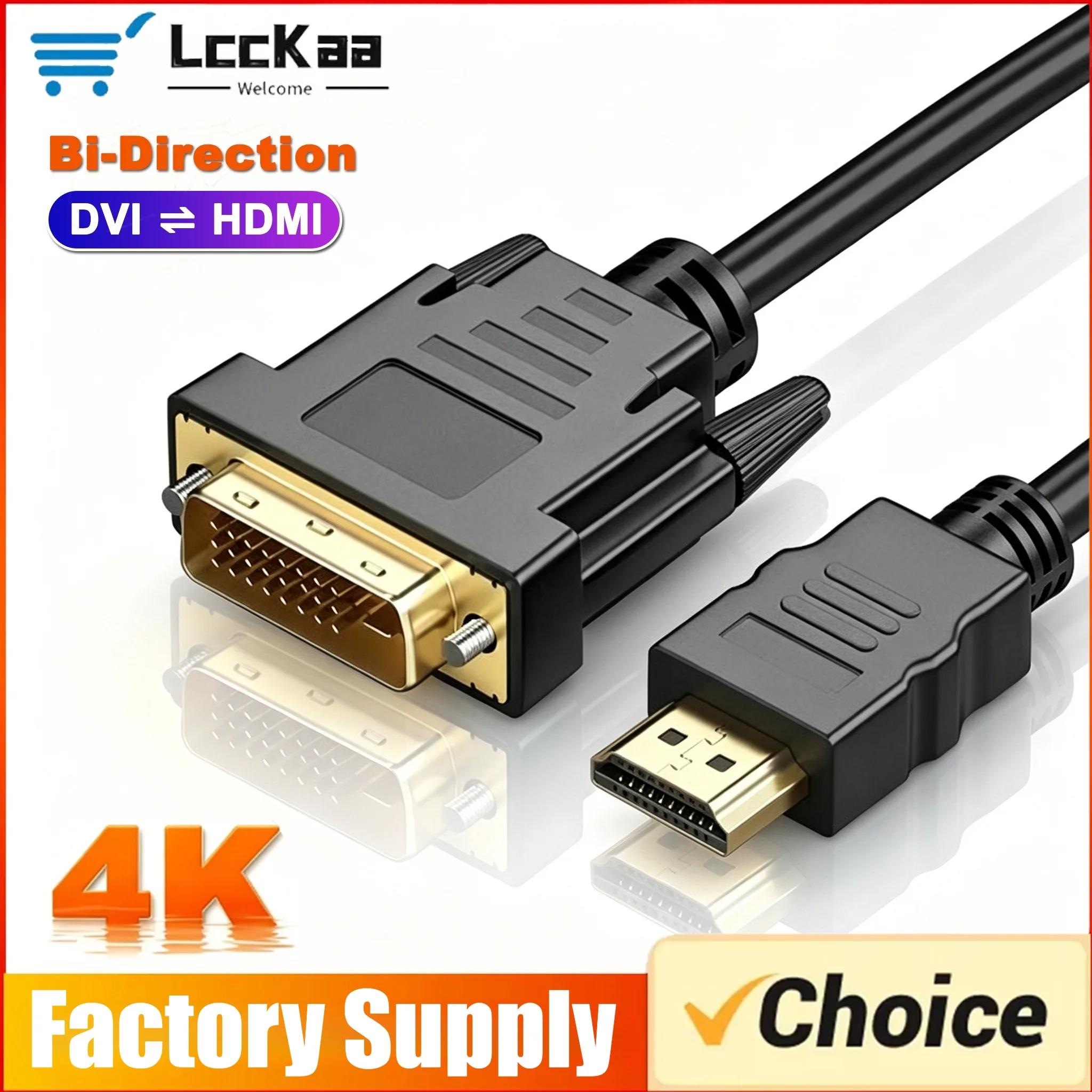 4K HDMI To DVI Cable Bi-direction DVI To HDMI Adapter 1.5M 3M Cable 24+1 DVI-D Converter for TV Xbox  DVD PC Projector HDTV BOX