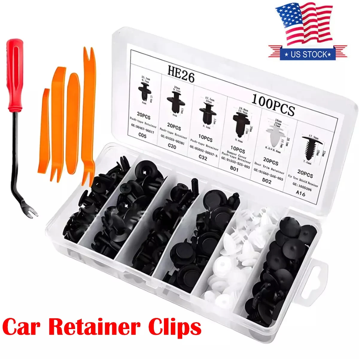 Clips mixtes en plastique pour voiture, fixation automatique, goupille de fermeture de porte, retrait de vis à rivets, outils de démontage pour produits de retrait, 100 pièces