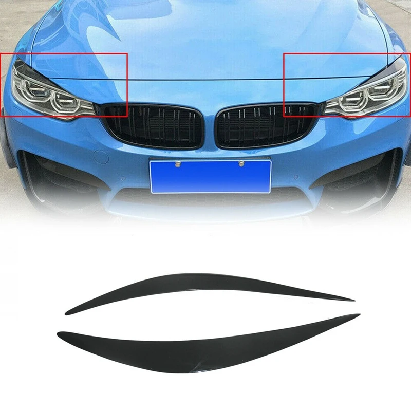 

Car Black ABS Headlights Eyebrow Eyelid Sticker Cover Trim For-BMW 4 Series F80 M3 F82 F83 M4 2014-2018