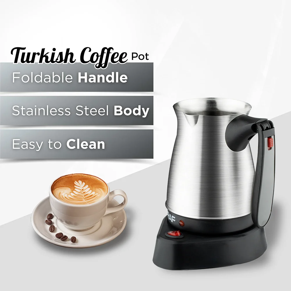 600W Turkish Coffee Pot Portable Coffee Maker Italian Arabic Greek Mocha Pot Coffee Machine Foldable Handle Easy for Home Travel