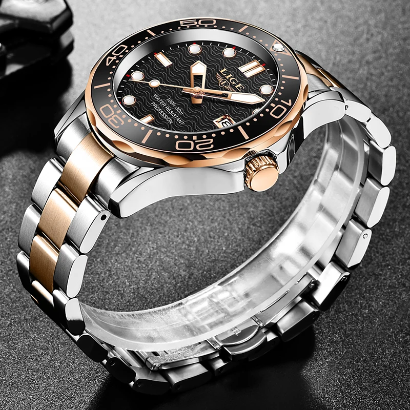 Business 2026 LIGE Top Luxury Watches Men Fashion Casual Quartz Wristwatches Waterproof Luminous Steel Mens Watch Gifts Reloj