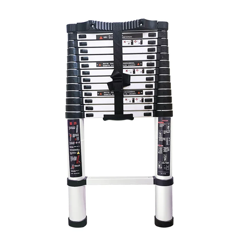 Modern Black Industrial Outdoor Thickened Aluminum Telescopic Ladder 5 Steps 150kg Capacity Hotel Use Multifunctional Frame