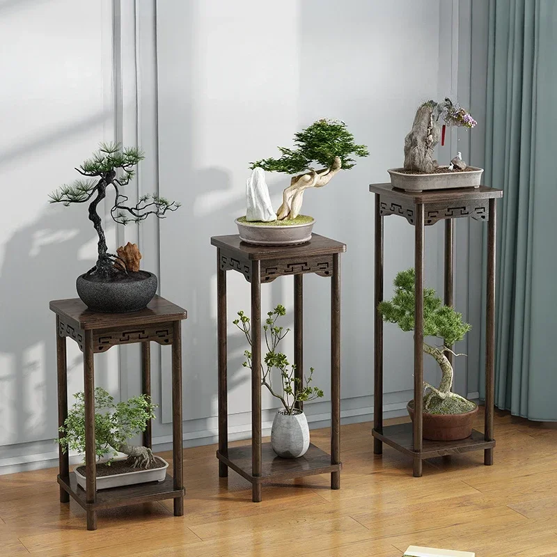 rm-Chinese Style Flower Rack Indoor Balcony Decoration Floor Plant Stand Organization Racks Living Room Gardening Display Shelf-