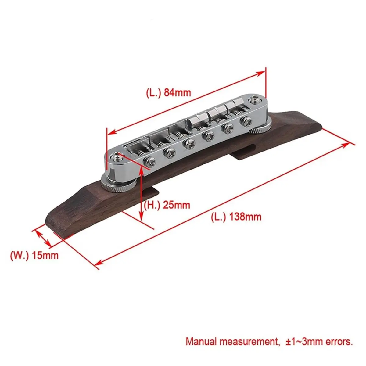 2pcs Archtop Guitar Bridge Rosewood 6 String Bridge Saddles for Archtop Jazz Guitar Instrument Accessories