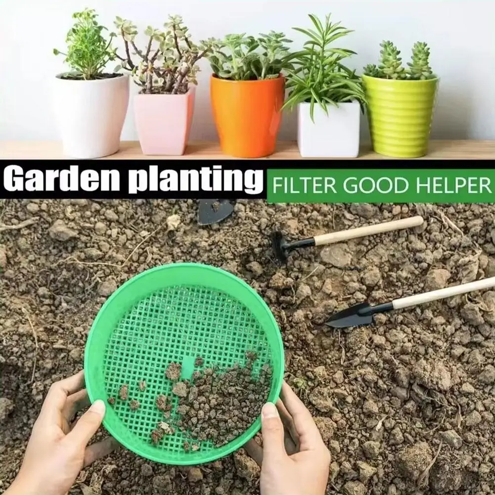 Peneira de Plástico para Jardim, Ferramenta Doméstica, Peneira de Solo de Malha Fina, Peneira para Areia de Mineração, Peneira para Envasamento de Plantas, para Peneiramento de Solo e Pedras