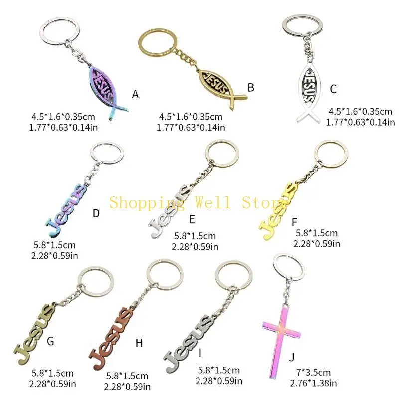 KX4B Metal Letter/Fish/Cruzes Keyrings Pingente para festivais e reuniões