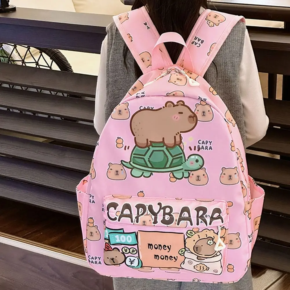 Creative Large Capacity Capybara Backpack Nylon Multi-layer School Backpack Multipurpose Stain-resistant Students Schoolbag