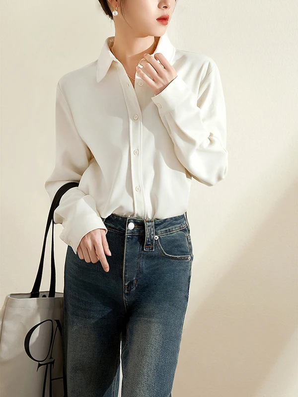 

Белая женская рубашка Chen Yun с длинным рукавом, формальная, для офиса, немнущаяся, из полиэфирного волокна, с эффектом легкости