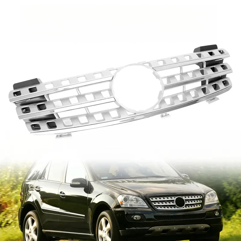 

Front Bumper Grille Grill Fit for ML-Class W164 2005-2008 Chrome`