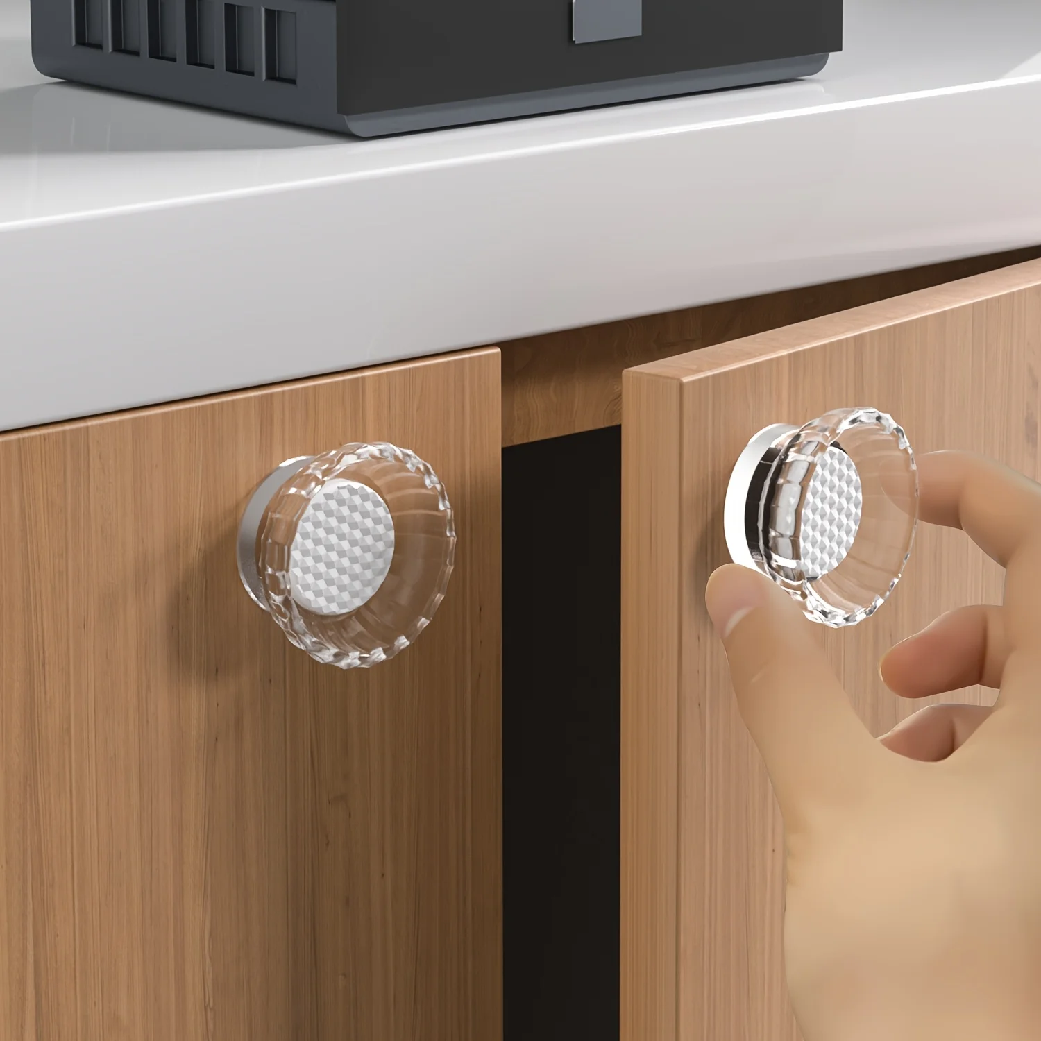 2 hidden cabinet door handles, simple, no drilling, adhesive hooks, sliding doors, cabinets, drawers, wardrobes, glass windows,
