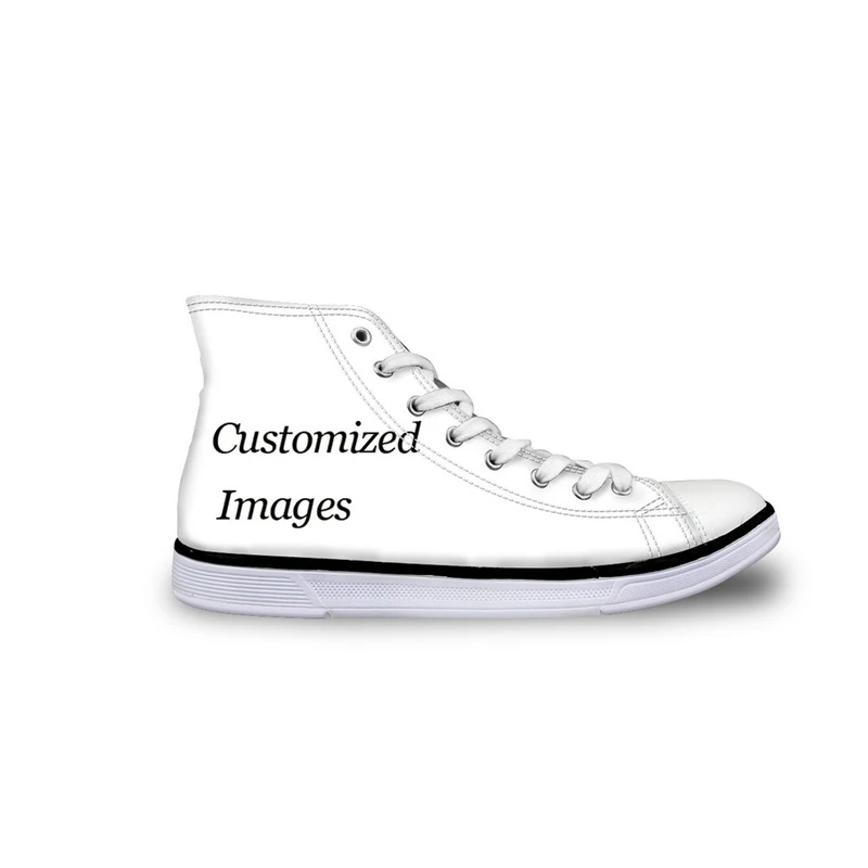 White Canvas Fabric High-top Men Fashion Shoes 3D Custom Skull Pattern Design For Autumn Sports Non-Slip Flats Shoes Men