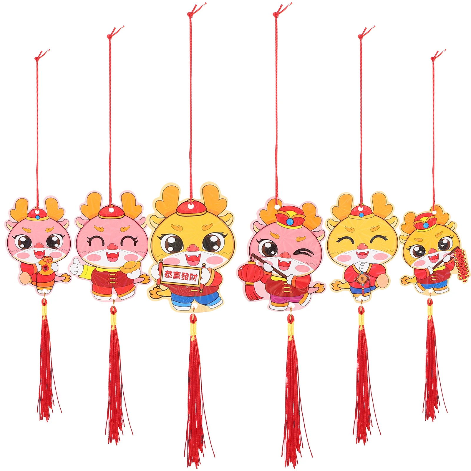 

6Pcs Chinese Style Ornament New Year Decorations 2024 Spring Festival Pendants Reusable Bonsai Hanging Decors Gifts