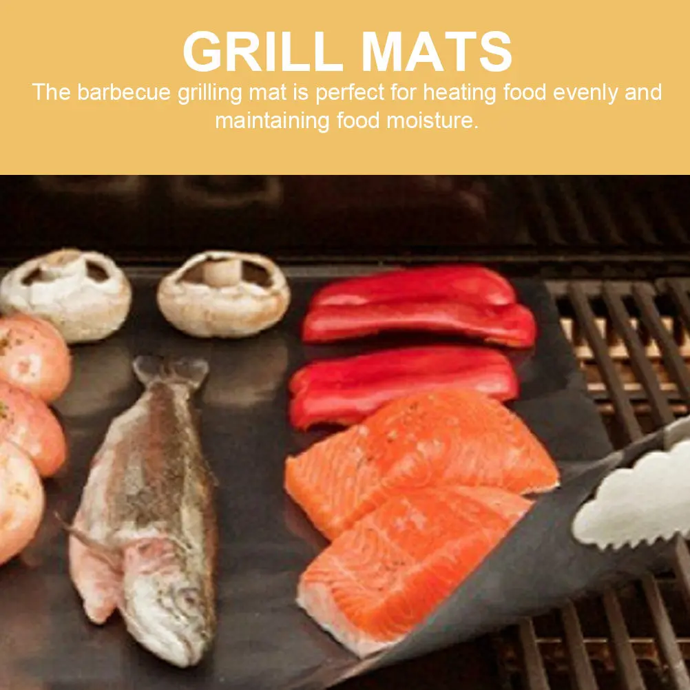 Juego de 3 Tapetes Antiadherentes para Parrilla, Reutilizables, para Horno, para Asar Carne, Mariscos, Verduras, Pizza, Accesorios de Cocina para Barbacoa