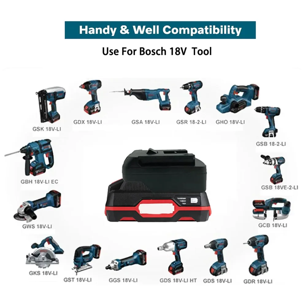 Para adaptador de batería de litio Parkside de 20V para herramientas Bosch de 18V y 20V compatibles con la serie GBA construcción duradera